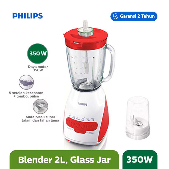 Philips Blender Kaca - HR2116/60 Merah